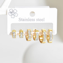 Conjunto De Brincos De Aço Inoxidável Com 6 Peças , Joias Vintage Destaque De Diamante