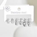 Conjunto De Brincos De Aço Inoxidável Com 6 Peças , Joias Vintage Destaque De Diamante