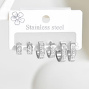 Conjunto De Brincos De Aço Inoxidável Com 6 Peças , Joias Vintage Destaque De Diamante