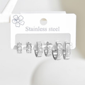 Conjunto De Brincos De Aço Inoxidável Com 6 Peças , Joias Vintage Destaque De Diamante