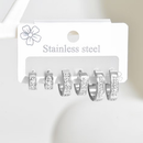 Conjunto De Brincos De Aço Inoxidável Com 6 Peças , Joias Vintage Destaque De Diamante
