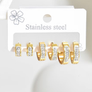 Conjunto De Brincos De Aço Inoxidável Com 6 Peças , Joias Vintage Destaque De Diamante