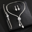 Novo conjunto de joias de zircônia criativas de moda europeia e americana, conjunto de brincos e colares para casamento