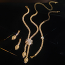 Novo conjunto de joias de zircônia criativas de moda europeia e americana, conjunto de brincos e colares para casamento