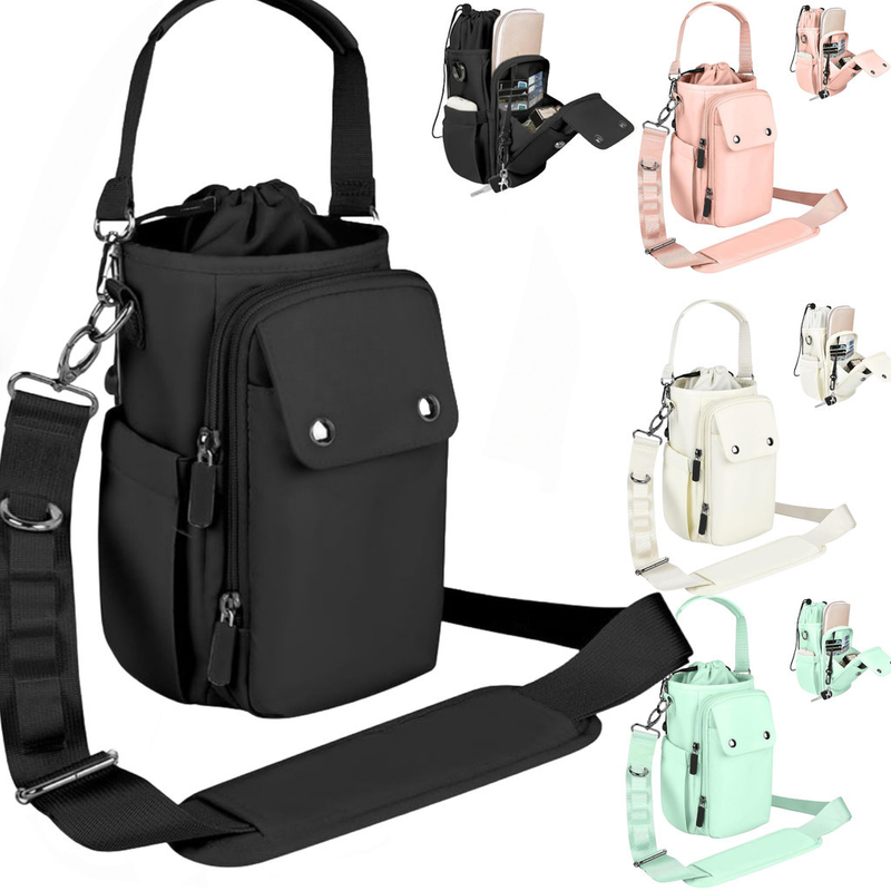 Bolsa para Garrafa 40oz Impermeável 5 Bolsos Alça Ajustável com Mosquetão Uso nas Costas e Transversal Esporte maxbel